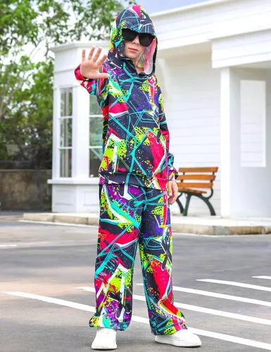 Vista 8 de uideazone Conjunto de sudadera con capucha y pantalón para niños 5-14T, conjunto de 2 piezas con estampado 3D