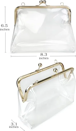 Vista 4 de Cartera transparente de Hoxis con cierre de corchete, cartera bandolera para mujer