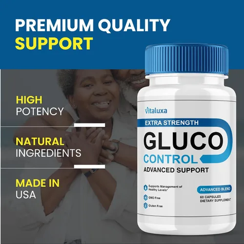 Vista 2 de Paquete de 2 cápsulas de control de gluco, cápsulas de suplemento GlucoControl Advanced Máxima Fuerza, Fórmula premium para la salud general