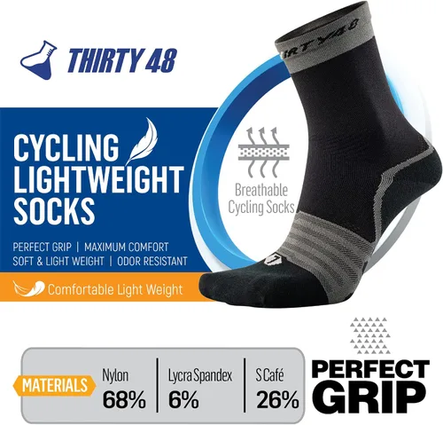 Vista 7 de Thirty48 Calcetines de ciclismo con tela S.Café, resistentes al olor, protección UV, secado rápido