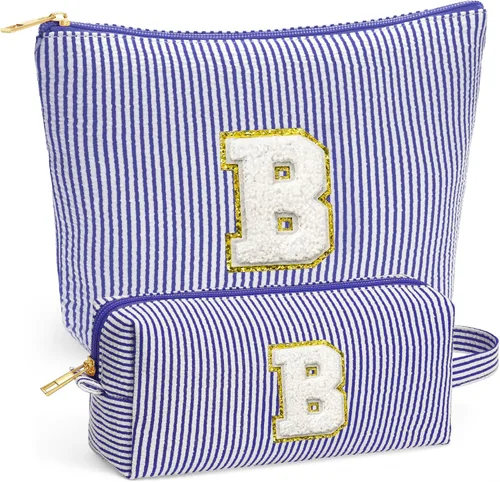 Vista 23 de Set de Bolsos de Maquillaje de Viaje - Bolso Inicial de Aseo de Viaje, Bolso de Cosméticos Portátil Bolso de Maquillaje de Viaje con Artículos Azul