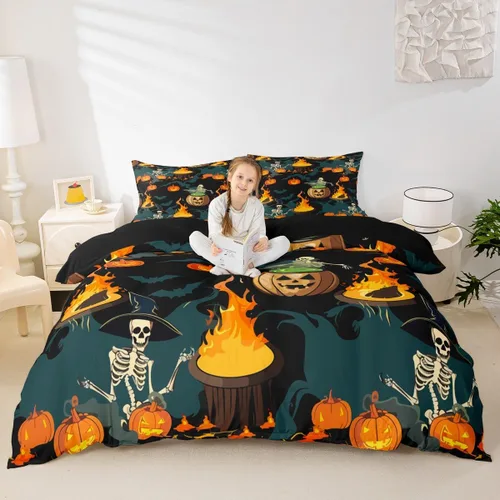 Vista 13 de Feelyou Juego de ropa de cama de Navidad gris para niños, tamaño individual, funda de edredón enana de Navidad para niños, niñas, adolescentes