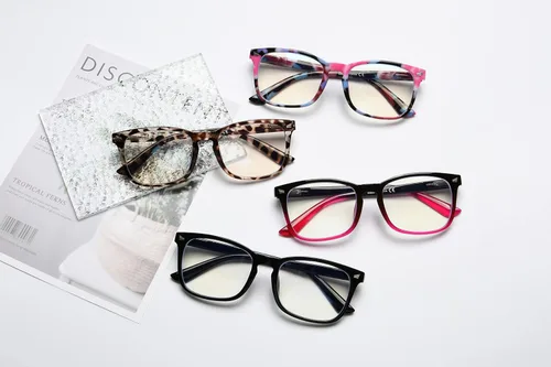 Vista 7 de Gafas de lectura cuadradas de gran tamaño con bloqueo de luz azul para mujeres y hombres