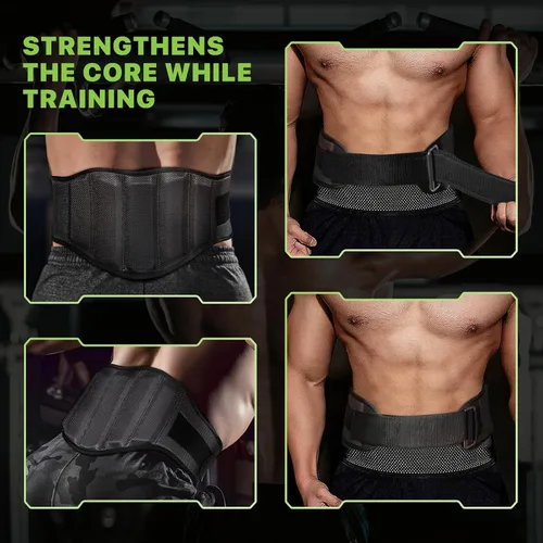 Vista 10 de Cinturón de levantamiento de pesas para hombres y mujeres, cinturón de gimnasio de apoyo lumbar y espalda de 8 pulgadas para culturismo, fitness