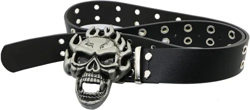 Vista 2 de Cinturón de cuero con hebilla de cuero para hombres y mujeres, cinturón decorativo punk