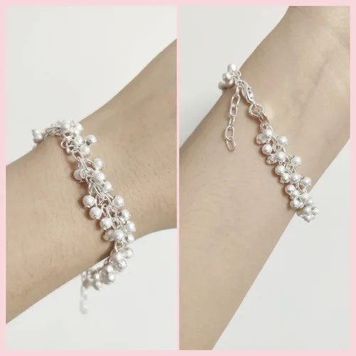 Vista 6 de Dofihy Pulseras de plata de ley S925 para mujer, pulseras para mujer, pulsera de cadena de muñeca con dije para mujer, Plata, Sin gemas.