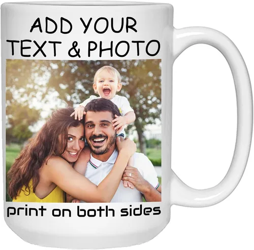 Vista 15 de Taza de café personalizada, crea un regalo único con tus fotos, texto y nombres, perfecta para mamá, papá, amigos y ocasiones especiales, 11 onzas