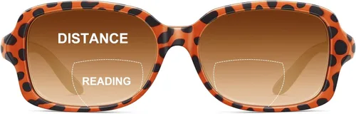 Vista 13 de JM Gafas de Lectura Bifocales Clásicas Rectangulares Elegantes Gafas de Sol Lectoras para Mujeres Todo Negro +1.25