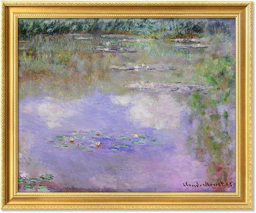 Vista 87 de IPIC - Reproducción artística de los lirios de agua de Claude Monet 1906, impresiones giclée coinciden con el marco dorado clásico, arte de pared