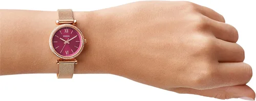 Vista 4 de Fossil Carlie Mini - Reloj casual de cuarzo de acero inoxidable y piel para mujer
