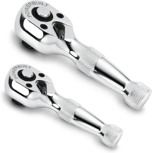 Vista 6 de Powerbuilt Trinquete recortado, llave de trinquete mini de 1/4 pulg, reversible de 72 dientes, para espacios reducidos, de liberación rápida - 940478