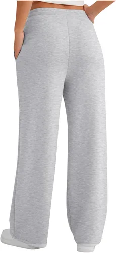 Vista 7 de Gumipy AirEssentials - Pantalones deportivos de pierna ancha para mujer, pantalones de pierna ancha para otoño, holgados, acampanados, cintura alta