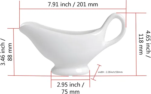 Vista 2 de Salsa, bote de salsa de 9.4 onzas, cuenco de salsa de 9.5 fl oz, plato de cerámica para servir, dispensador blanco (9.4 onzas)