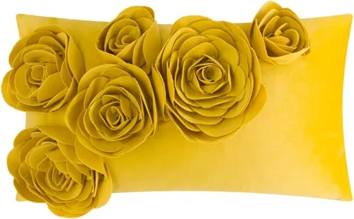Vista 19 de JWH Funda de almohada decorativa de flores 3D, hecha a mano, funda de almohada floral de terciopelo suave, cojín lumbar para cama, sala de estar