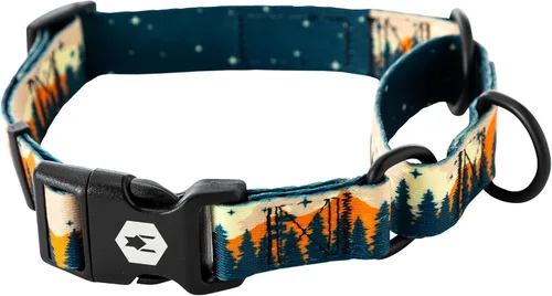 Vista 17 de Wolfgang - Collar de perro Martingala resistente con hebilla de nailon de liberación rápida para caminar y entrenar, estampado BrookTrout, grande