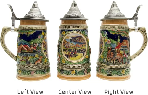 Vista 4 de Descenso de la visualización en Alemania Esencia de Europa Regalos e.h.g. Collectible cerveza de cerámica con tapa de metal