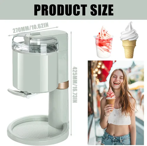 Vista 3 de Máquina para hacer helados, máquina eléctrica casera para hacer helado, mezclas y batidos, máquina para hacer yogur congelado con doble aislamiento