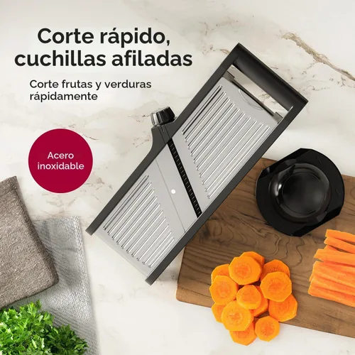 Vista 4 de MuellerLiving Mandoline Slicer para cocina, acero inoxidable, rebanar o corte juliana, picadora de verduras, rebanadora de frutas