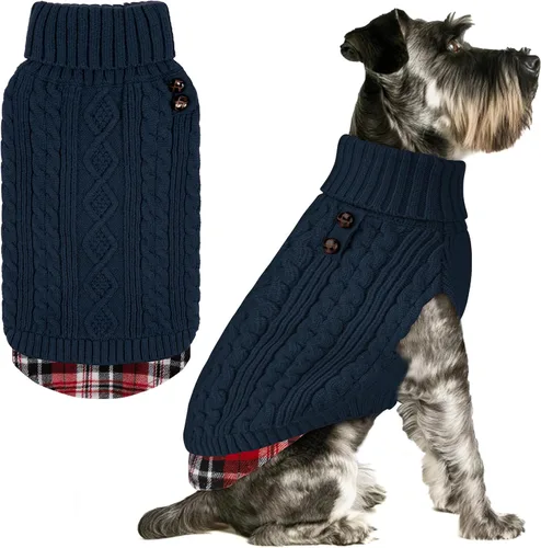 Vista 25 de KYEESE Suéter suave para perros pequeños, machos, abrigado, de cuello alto, ropa elástica de punto para gatos, abrigo cómodo para cachorros