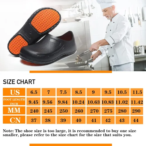Vista 2 de Zapatos de chef para hombre, antideslizantes, a prueba de agua, zapatos de trabajo para hombre, cómodos zapatos de enfermería para jardinero