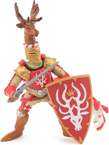 Vista 2 de Papo Figura de la era medieval, caballero ciervo rojo