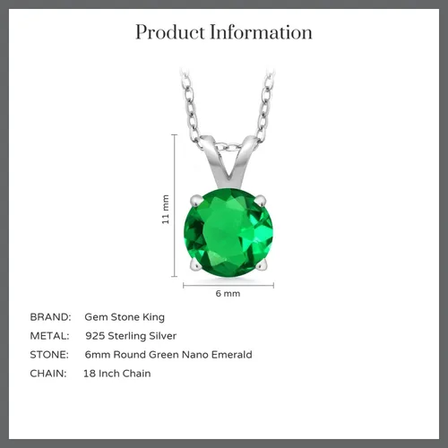 Vista 5 de Gem Stone King Collar con colgante solitario de plata de ley 925 de 0.236 in con piedra natal redonda Collar de 4 puntas para mujer Con cadena
