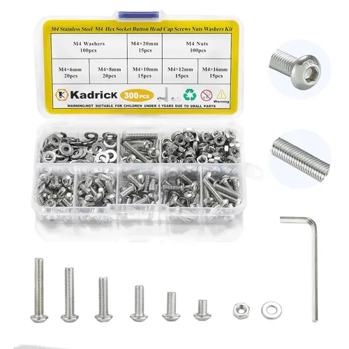 Vista 9 de Kadrick 1230 piezas de tornillos de acero inoxidable 304, surtido métrico M2 M3 M4 M5, kit de pernos de cabeza hexagonal de botón de 4mm-20mm