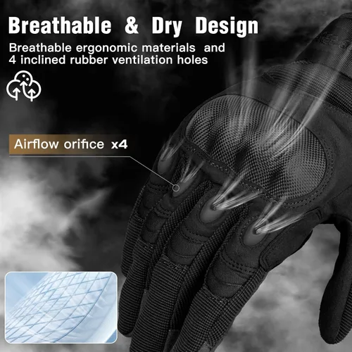 Vista 2 de FREE SOLDIER Guantes de exterior para hombres, guantes de motocicleta para ciclismo, senderismo, camping, escalada, guantes de airsoft