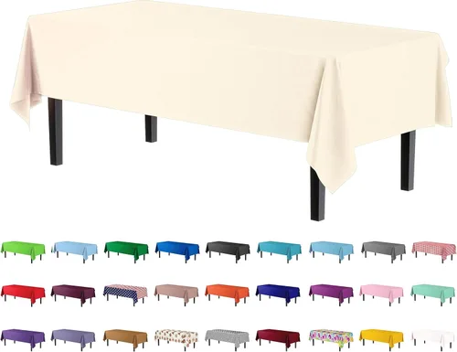 Vista 61 de Party Solids Paquete de 4 manteles de plástico color azul aguamarina, 54 x 108 pulgadas, mantel desechable para fiestas y pícnics
