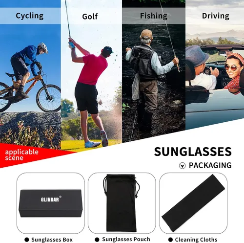 Vista 7 de GLINDAR Gafas de sol polarizadas para hombre, gafas deportivas cuadradas de gran