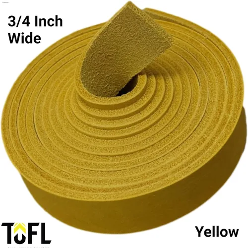 Vista 4 de TOFL Correa de cuero genuino de grano superior 72 pulgadas de largo 3/4 pulgadas de ancho Amarillo