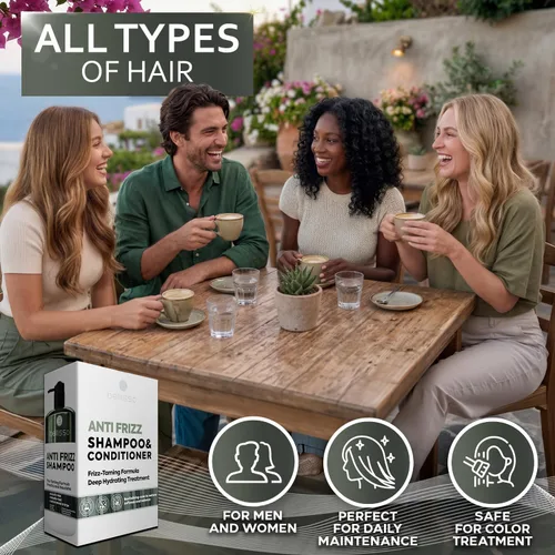 Vista 6 de Juego de champú y acondicionador antiencrespamiento, productos para el cuidado del cabello sin sulfato para mujeres y hombres, control del cabello