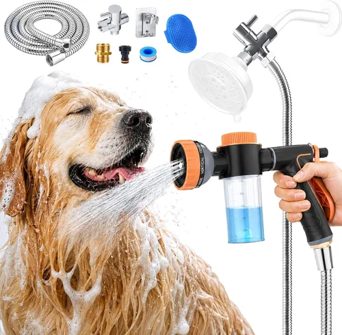 Vista 10 de Accesorio de manguera de lavado para perros con manguera de ducha de 6.6 Negro