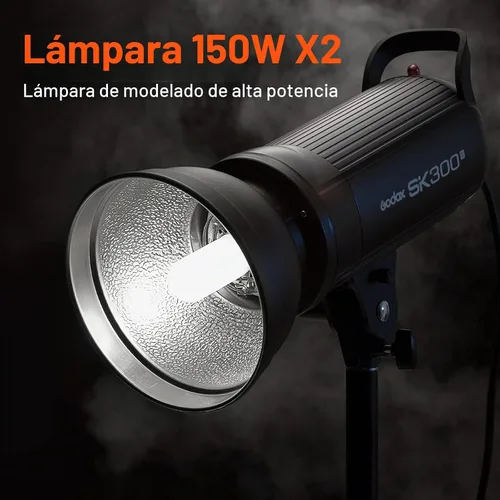 Vista 4 de Godox 2 x SK300II Studio Flash Strobe Kit: 2.4G 600Ws Speedlite Flash Monolight con soporte Bowens para fotografía de estudio, fotografía