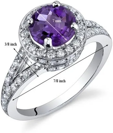 Vista 2 de Peora Majestic Sensation - Anillo de amatista de 1,25 quilates en plata de ley, tamaños 5 a 9
