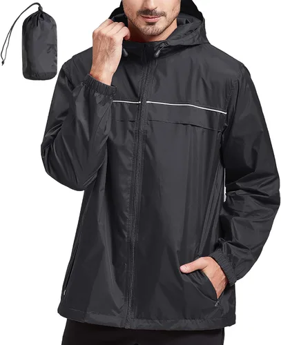 Vista 27 de SWISSWELL Chaqueta impermeable para hombre, rompevientos, ligera con capucha para uso diario casual