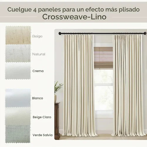 Vista 3 de Mrs.Naturall Cortinas de cocina beige de 42 x 45 pulgadas de largo para cortinas opacas pequeñas