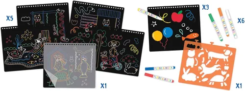 Vista 5 de Floss & Rock 47P5966 - Cuaderno de bocetos con pizarra, multicolor, mediano