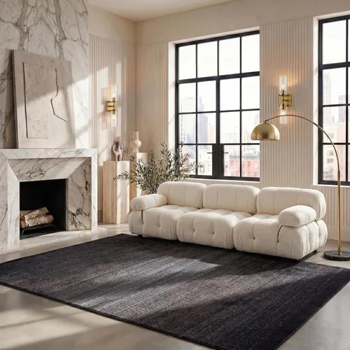 Vista 25 de SAFAVIEH Adirondack Collection - Alfombra decorativa, 2 pies 6 pulgadas x 4 pies, color negro y gris, diseño moderno, no desprende pelusa y de fácil