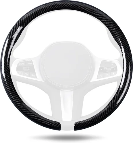 Vista 12 de Funda de cuero de napa para volante, ajuste rápido para ruedas de 14.5 a Negro