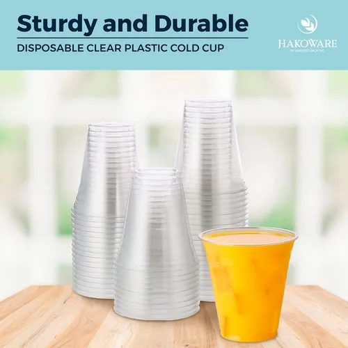 Vista 3 de HAKOWARE de Harvest Pack, 1000 unidades, vasos de plástico ultra transparentes de 16 onzas, vasos desechables para fiestas de boda, vasos
