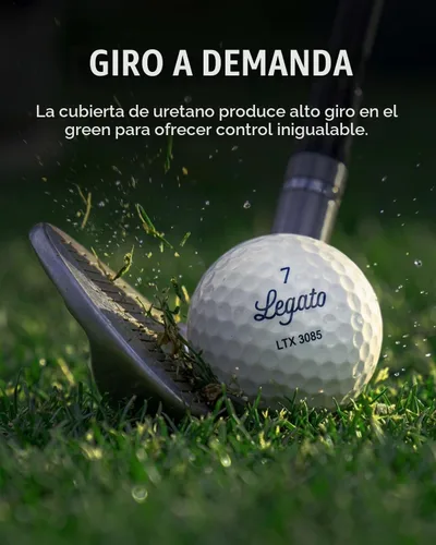 Vista 5 de Legato Pelotas de golf LTX3085 Distancia maximizada con tacto suave 3 piezas Cubierta de uretano Compresión 85 Blanco 1 DZ