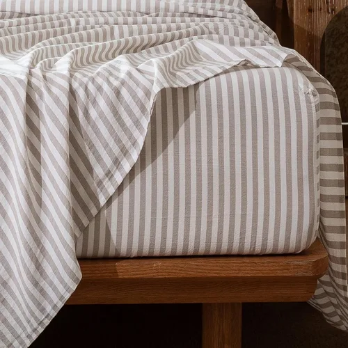 Vista 39 de MooMee Sábana bajera ajustable de solo 100% algodón lavado con textura parecida al lino, transpirable, duradera, suave, cómoda, bolsillo profundo