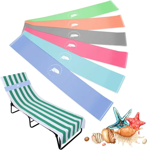 Vista 7 de Bandas de toalla (paquete de 6) - Clips elásticos para toallas de playa y crucero para sillas de playa, piscina, salón, portadores de toallas