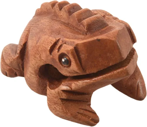 Vista 6 de 4X tallado croaking madera percusión sonido musical madera rana tono bloque juguete