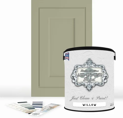 Vista 174 de Pintura TODO EN UNO, Abbey (gris cálido), Muestra de 8oz - Pintura duradera para gabinetes y muebles. Imprimación y capa superior incorporadas,