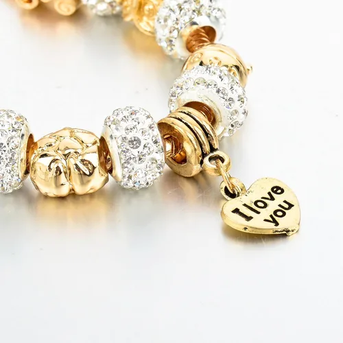 Vista 2 de Long Way - Pulsera de cuentas chapada en oro con cadena de serpiente y cuentas de cristal para mujer