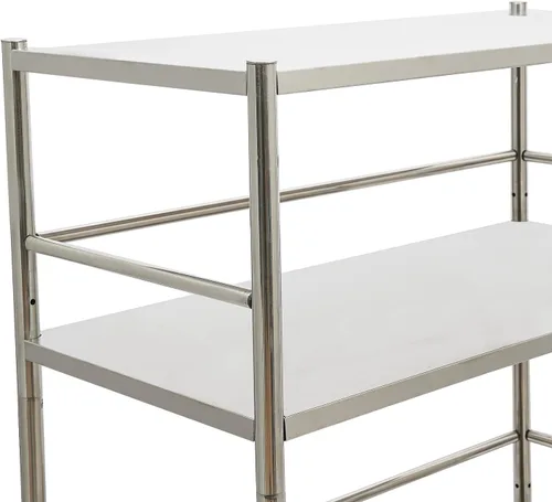 Vista 7 de Estantes de almacenamiento ajustables de 4 niveles con ruedas, 31.5 x 15.7 x 47.2 pulgadas, estante organizador plegable de metal de acero