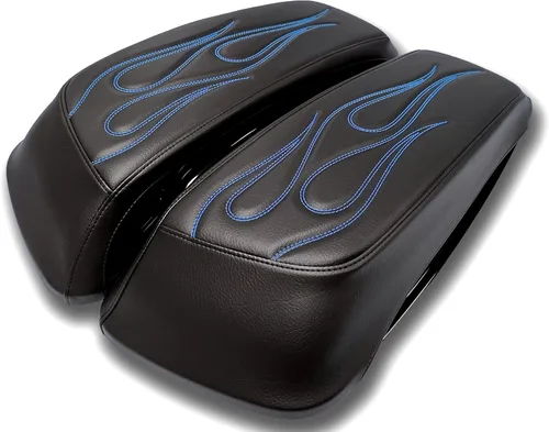 Vista 14 de 2014-2023 Fundas de tapa de alforja premium Flame para Harley Davidson Negro