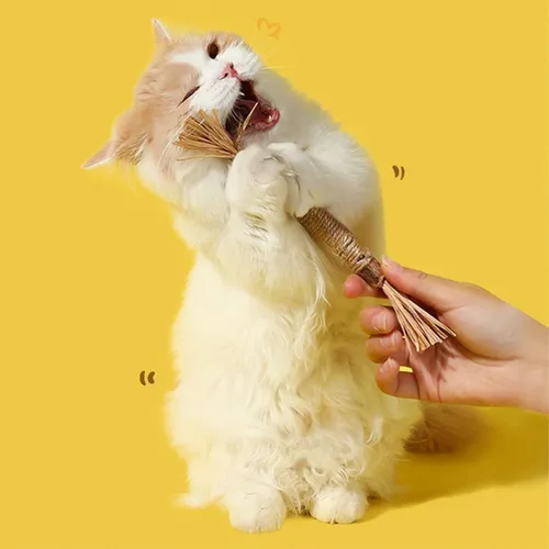 Vista 9 de Silvervine - Palitos masticables para gatos, paquete de 4 palitos masticables para limpieza de dientes de gato, juguete interactivo para masticar